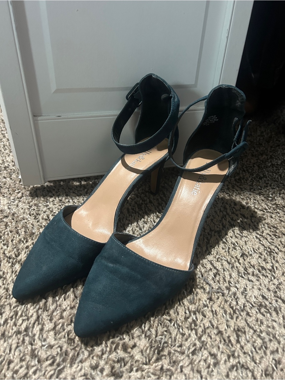 Green Ankle Strap D’Orsay Heels